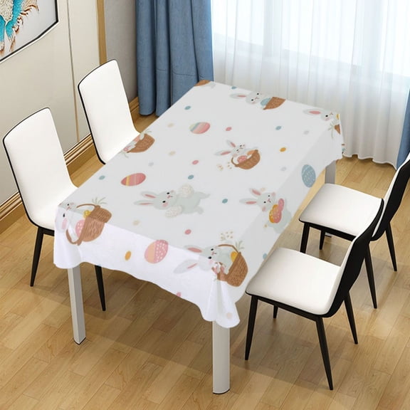 54x54 Inch Tablecloth Polyester Square Tablecloth for Home Kitchen Dinner Decor Small Easter Bunnies