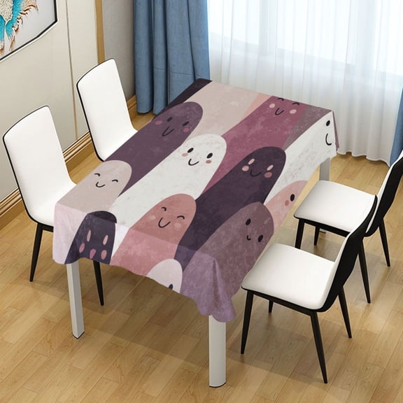 54x54 Inch Tablecloth Polyester Square Tablecloth for Home Kitchen Dinner Decor Smiling Ghost