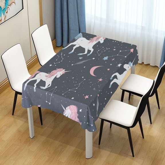 54x54 Inch Tablecloth Polyester Square Tablecloth for Home Kitchen Dinner Decor Unicorns and Stars