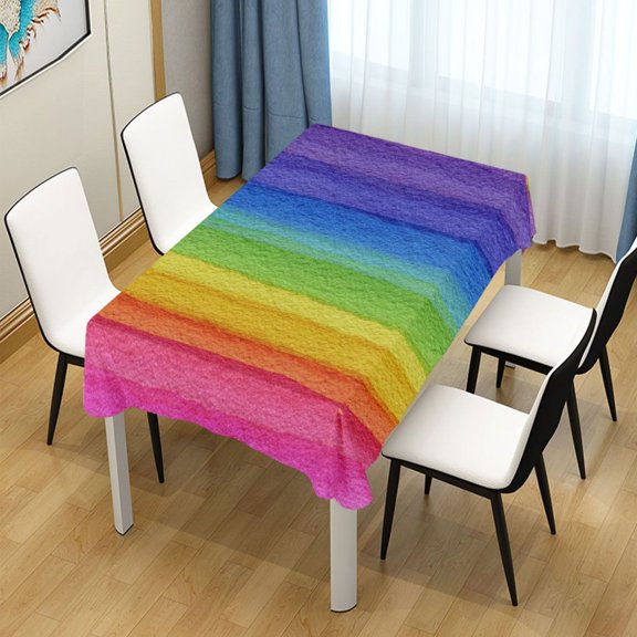 54x54 Inch Tablecloth Polyester Square Tablecloth for Home Kitchen Dinner Decor Watercolor Rainbow Colors