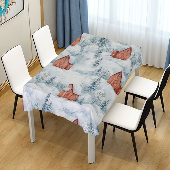 54x54 Inch Tablecloth Polyester Square Tablecloth for Home Kitchen Dinner Decor Watercolor Red Bar Pattern