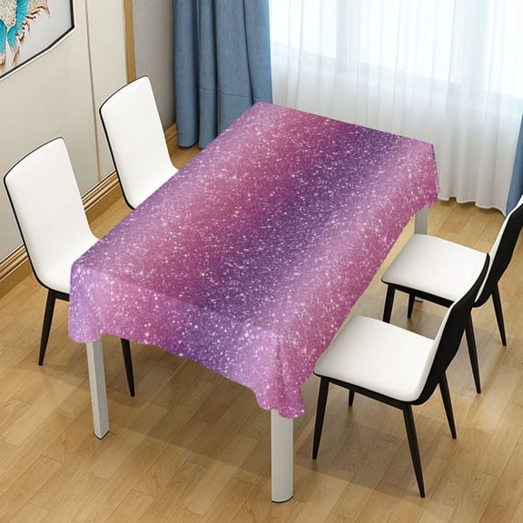 54x54in Square Printed Tablecloth Easy-Care Decorative Table Cloth for Kitchen Dining Parties Pink and Purple Glitter Pattern