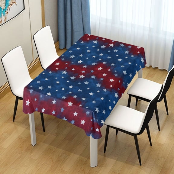 54x54in Square Printed Tablecloth Easy-Care Decorative Table Cloth for Kitchen Dining Parties Red White and Blue Stars Pattern