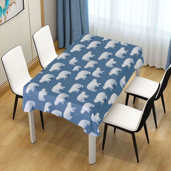 54x54in Square Printed Tablecloth Easy-Care Decorative Table Cloth for Kitchen Dining Parties Simple Polar Bears Pattern