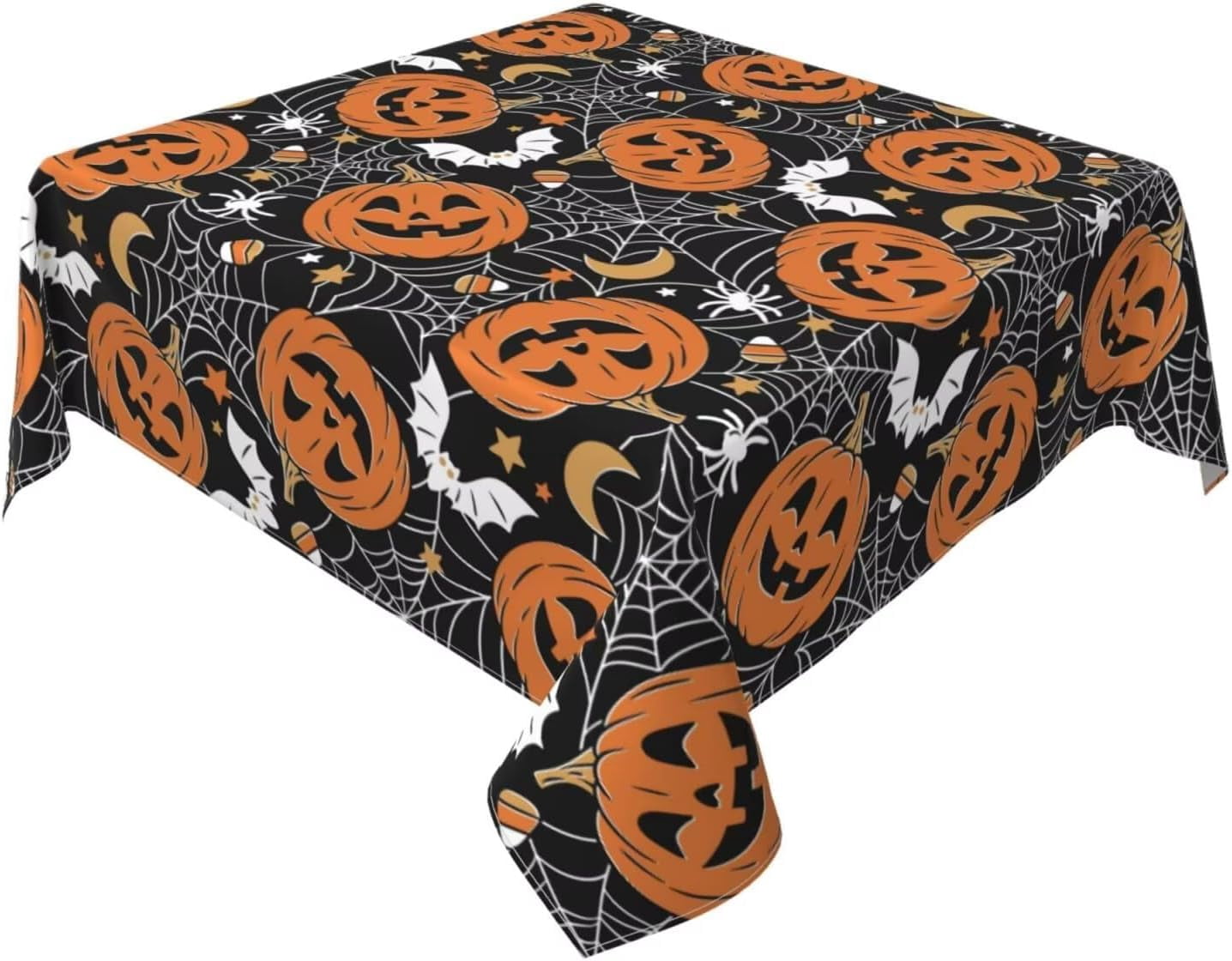 54x54inch/60x60inch, Halloween Tablecloth Square, Black Pumpkins Spider ...