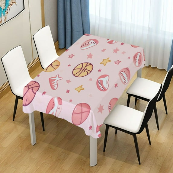 54x72 Inch Tablecloth Polyester Square Tablecloth for Home Kitchen Dinner Decor Basketballs and Baseballs