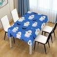 thumbnail image 1 of 54x72 Inch Tablecloth Polyester Square Tablecloth for Home Kitchen Dinner Decor Blue Background with Ghost Pattern, 1 of 9