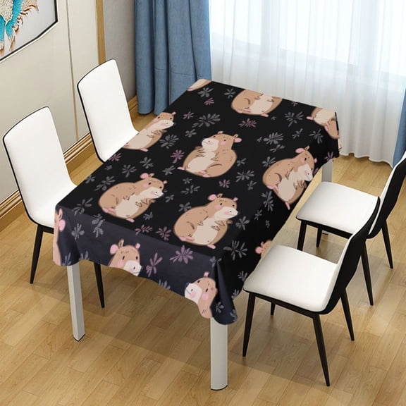 54x72 Inch Tablecloth Polyester Square Tablecloth for Home Kitchen Dinner Decor Cartoonish Capybaras