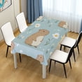 thumbnail image 1 of 54x72 Inch Tablecloth Polyester Square Tablecloth for Home Kitchen Dinner Decor Cute Capybara and Daisies, 1 of 9