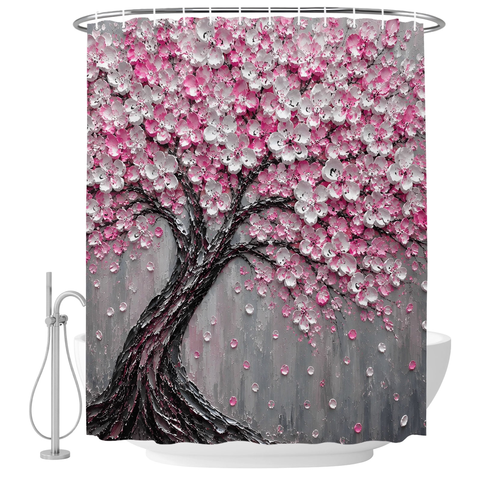 Oil Paint Spring 54x78 Inch Shower Curtain Decorative Blooming Tree Bathtub Bath ...