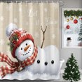 thumbnail image 1 of 54x78 Inch Shower Curtain Decorative Christmas Scarf Snowman Bathtub Bath Curtains Fabric Waterproof Bathroom Decor, Beige Winter Xmas Snowflake Small Stall Shower Curtain Set with 12 Hooks, 1 of 8