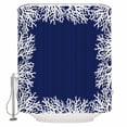 thumbnail image 1 of 54x78 Inch Shower Curtain Decorative Coastal Coral Bathtub Bath Curtains Fabric Waterproof Bathroom Decor Navy Blue Ocean Marine Nautical Beach Small Stall Shower Curtain Set with 12 Hooks, 1 of 6