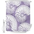 thumbnail image 1 of 54x78 Inch Shower Curtain Decorative Coastal Shell Purple Bathtub Bath Curtains Fabric Waterproof Bathroom Decor, Summer Ocean Shell Beach Small Stall Shower Curtain Set with 12 Hooks, 1 of 7