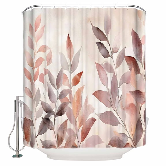 54x78 Inch Shower Curtain Decorative Eucalyptus Bathtub Bath Curtains Fabric Waterproof Bathroom Decor Aesthetic Floral Plant Rustic Chic Brown Plant Small Stall Shower Curtain Set with 12 Hooks