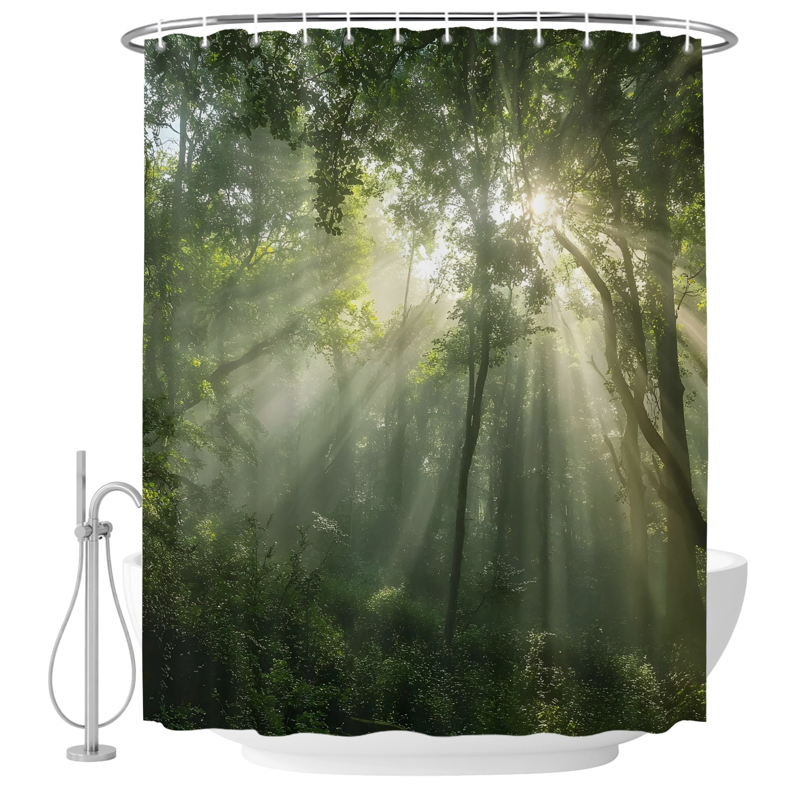54x78 Inch Shower Curtain Decorative Forest Green Trees Bathtub Bath ...