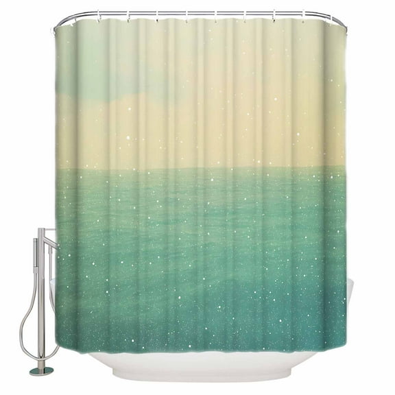 54x78 Inch Shower Curtain Decorative Glowing Ocean Sky Bathtub Bath Curtains Fabric Waterproof Bathroom Decor Vintage Horizon Landscape Small Stall Shower Curtain Set with 12 Hooks