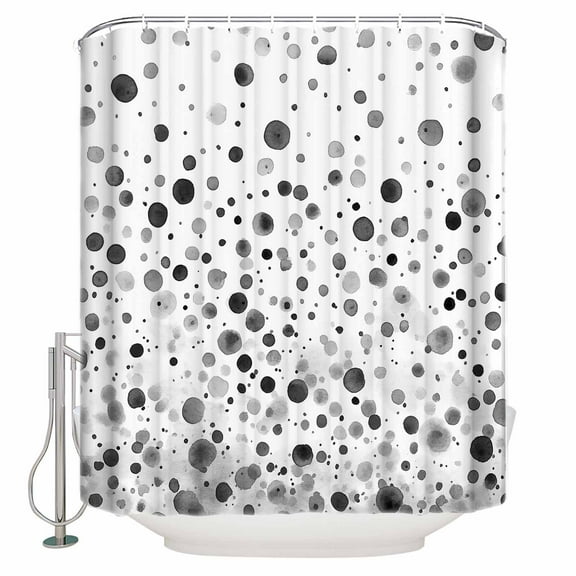 54x78 Inch Shower Curtain Decorative Grey Polka Dot Bathtub Bath Curtains Fabric Waterproof Bathroom Decor Modern Art Abstract Watercolor Dot Small Stall Shower Curtain Set with 12 Hooks