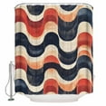 thumbnail image 1 of 54x78 Inch Shower Curtain Decorative Navy Blue Red Bathtub Bath Curtains Fabric Waterproof Bathroom Decor Modern Abstract Vintage Art Small Stall Shower Curtain Set with 12 Hooks, 1 of 6