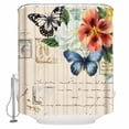 thumbnail image 1 of 54x78 Inch Shower Curtain Decorative Orange White Floral Retro Bathtub Bath Curtains Fabric Waterproof Bathroom Decor Modern Rustic Butterfly Small Stall Shower Curtain Set with 12 Hooks, 1 of 6