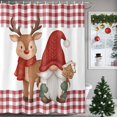 thumbnail image 1 of 54x78 Inch Shower Curtain Decorative Red Christmas Bathtub Bath Curtains Fabric Waterproof Bathroom Decor, Gnomes Elk Xmas Red Plaid Small Stall Shower Curtain Set with 12 Hooks, 1 of 8