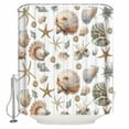 thumbnail image 1 of 54x78 Inch Shower Curtain Decorative Seashell Coastal Bathtub Bath Curtains Fabric Waterproof Bathroom Decor Summer Beach Ocean Starfish Watercolor Small Stall Shower Curtain Set with 12 Hooks, 1 of 6
