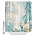 thumbnail image 1 of 54x78 Inch Shower Curtain Decorative Teal Conch Coastal Bathtub Bath Curtains Fabric Waterproof Bathroom Decor Summer Beach Nautical Seaside Small Stall Shower Curtain Set with 12 Hooks, 1 of 6