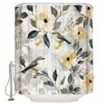 thumbnail image 1 of 54x78 Inch Shower Curtain Decorative Yellow Grey Botanical Bathtub Bath Curtains Fabric Waterproof Bathroom Decor Spring Floral Birds Watercolor Small Stall Shower Curtain Set with 12 Hooks, 1 of 6
