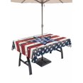 thumbnail image 1 of 54x80 Inch Outdoor Tablecloth with Umbrella Hole Zipper Rectangle 4th of July Star Rectangular Tablecloths Outside Waterproof Independence Day American Flag Vintage Patio Table Cover for Picnic Party, 1 of 8