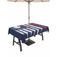 thumbnail image 1 of 54x80 Inch Outdoor Tablecloth with Umbrella Hole Zipper Rectangle American Flag Rectangular Tablecloths Outside Waterproof US Flag Baseball Stars Navy Blue Patio Table Cloth Cover for Picnic Party, 1 of 8