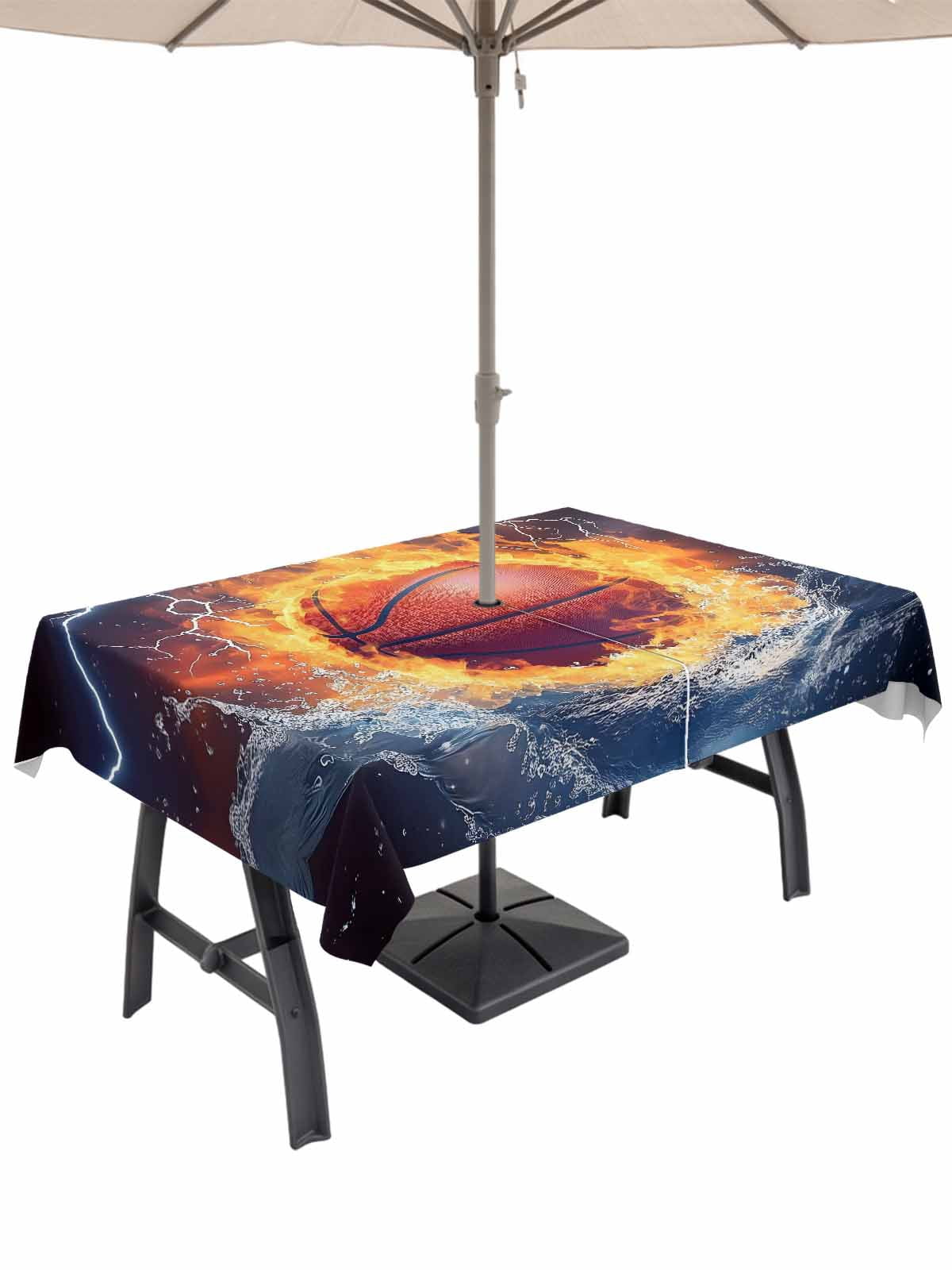 54x80 Inch Outdoor Tablecloth with Umbrella Hole Zipper Rectangle ...