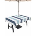 thumbnail image 1 of 54x80 Inch Outdoor Tablecloth with Umbrella Hole Zipper Rectangle Blue Aqua Striped Rectangular Tablecloths Outside Waterproof Farmhouse Stripe Art Patio Table Cloth Cover for Picnic Party, 1 of 8