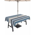 thumbnail image 1 of 54x80 Inch Outdoor Tablecloth with Umbrella Hole Zipper Rectangle Blue Grey Beige Striped Rectangular Tablecloths Outside Waterproof Farmhouse Vintage Stripe Patio Table Cloth Cover for Picnic Party, 1 of 8