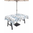 thumbnail image 1 of 54x80 Inch Outdoor Tablecloth with Umbrella Hole Zipper Rectangle Blue Grey Botanical Rectangular Tablecloths Outside Waterproof Spring Floral Summer Farmhouse Patio Table Cover for Picnic Party, 1 of 8