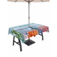 thumbnail image 1 of 54x80 Inch Outdoor Tablecloth with Umbrella Hole Zipper Rectangle Blue Teal Coastal Rectangular Tablecloths Outside Waterproof Wooden Nautical Ocean Coral Summer Patio Table Cloth Cover for Picnic, 1 of 8