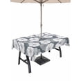 thumbnail image 1 of 54x80 Inch Outdoor Tablecloth with Umbrella Hole Zipper Rectangle Country Flowers Rectangular Tablecloths Outside Waterproof Gray Retro Pastoral Botanical Floral Patio Table Cover for Picnic Party, 1 of 8