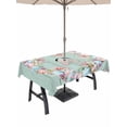 thumbnail image 1 of 54x80 Inch Outdoor Tablecloth with Umbrella Hole Zipper Rectangle Easter Rectangular Tablecloths Outside Waterproof Bunny Spring Floral Eggs Sage Green Wooden Patio Table Cloth Cover for Picnic Party, 1 of 8