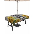 thumbnail image 1 of 54x80 Inch Outdoor Tablecloth with Umbrella Hole Zipper Rectangle Farmhouse Rectangular Tablecloths Outside Waterproof Vintage Sunflowers Animals Printed Wood Grain Patio Table Cover for Picnic Party, 1 of 8