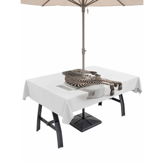 54x80 Inch Outdoor Tablecloth with Umbrella Hole Zipper Rectangle Funny Zebras Rectangular Tablecloths Outside Waterproof Cute Art Fun Lovely Animals on Toilets Patio Table Cover for Picnic Party