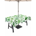 thumbnail image 1 of 54x80 Inch Outdoor Tablecloth with Umbrella Hole Zipper Rectangle Green Leaves Rectangular Tablecloths Outside Waterproof Spring Plants Rustic Botanical Pastoral Patio Table Cover for Picnic Party, 1 of 8