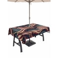 thumbnail image 1 of 54x80 Inch Outdoor Tablecloth with Umbrella Hole Zipper Rectangle Independence Day Rectangular Tablecloths Waterproof Red Blue USA Flag Retro Patriotic Stars Stripes Patio Table Cover for Picnic, 1 of 8