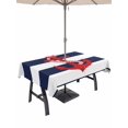 thumbnail image 1 of 54x80 Inch Outdoor Tablecloth with Umbrella Hole Zipper Rectangle Navy Blue Stripe Nautical Rectangular Tablecloths Outside Waterproof Red Anchor Summer Coastal Patio Table Cover for Picnic Party, 1 of 8