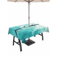 thumbnail image 1 of 54x80 Inch Outdoor Tablecloth with Umbrella Hole Zipper Rectangle Ocean Shark Rectangular Tablecloths Outside Waterproof Teal Green Wave Summer Beach Coastal Patio Table Cloth Cover for Picnic Party, 1 of 8