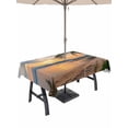 thumbnail image 1 of 54x80 Inch Outdoor Tablecloth with Umbrella Hole Zipper Rectangle Ocean Sunset Rectangular Tablecloths Outside Waterproof Summer Palm Tree Shore Sand Mountain Patio Table Cloth Cover for Picnic Party, 1 of 8