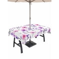 thumbnail image 1 of 54x80 Inch Outdoor Tablecloth with Umbrella Hole Zipper Rectangle Pink Purple Blooming Floral Rectangular Tablecloths Outside Waterproof Summer Botanical Patio Table Cloth Cover for Picnic Party, 1 of 8