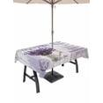 thumbnail image 1 of 54x80 Inch Outdoor Tablecloth with Umbrella Hole Zipper Rectangle Purple Lavender Rectangular Tablecloths Outside Waterproof Vintage Farmhouse Rustic Floral Wooden Grain Patio Table Cover for Picnic, 1 of 8