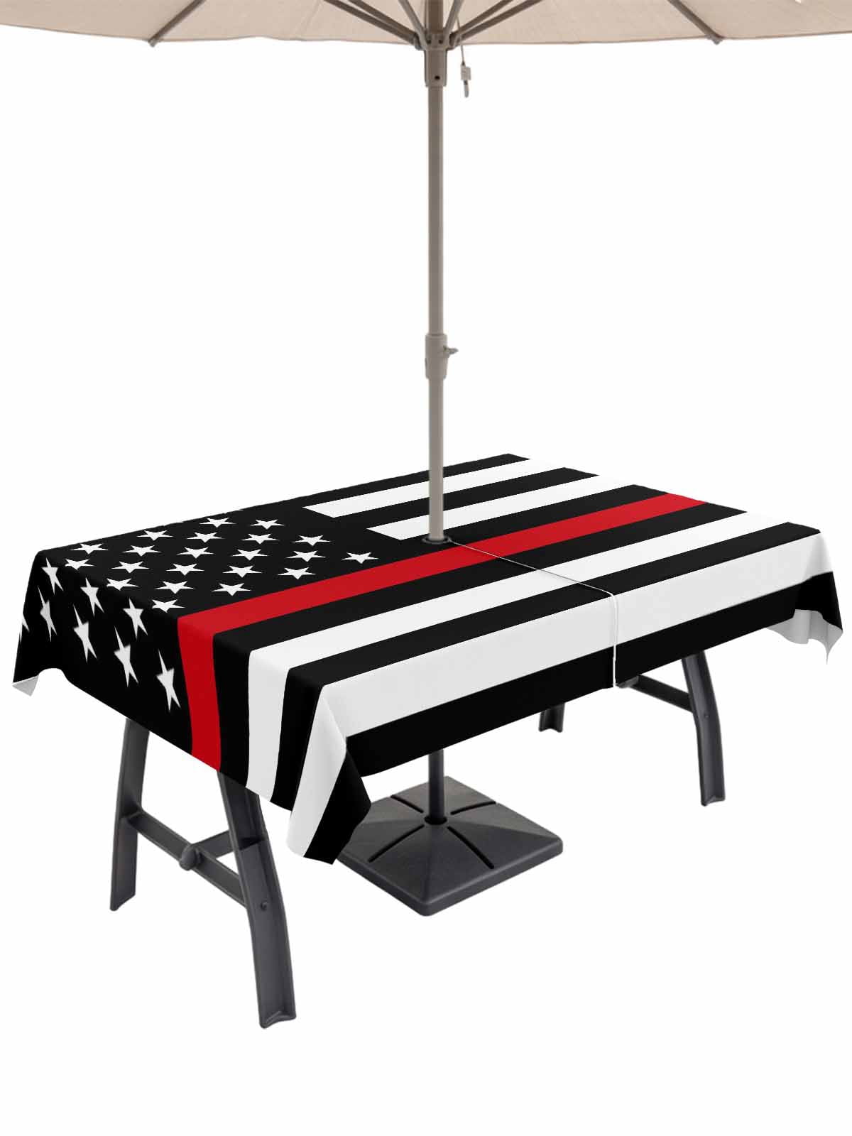 54x80 Inch Outdoor Tablecloth with Umbrella Hole Zipper Rectangle Red ...