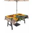 thumbnail image 1 of 54x80 Inch Outdoor Tablecloth with Umbrella Hole Zipper Rectangle Retro Sunflower Rectangular Tablecloths Outside Waterproof Spring Summer Vintage Botanical Wood Patio Table Cover for Picnic Party, 1 of 8