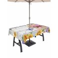 thumbnail image 1 of 54x80 Inch Outdoor Tablecloth with Umbrella Hole Zipper Rectangle Spring Groundhog Rectangular Tablecloths Outside Waterproof Watercolor Sunflower Botanical Vintage Patio Table Cover for Picnic Party, 1 of 8