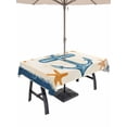 thumbnail image 1 of 54x80 Inch Outdoor Tablecloth with Umbrella Hole Zipper Rectangle Summer Nautical Blue Rectangular Tablecloths Outside Waterproof Ocean Anchor Starfish Striped Patio Table Cover for Picnic Party, 1 of 8