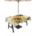 thumbnail image 1 of 54x80 Inch Outdoor Tablecloth with Umbrella Hole Zipper Rectangle Sunflowers Retro Rectangular Tablecloths Outside Waterproof Spring Summer Floral Botanical Patio Table Cloth Cover for Picnic Party, 1 of 8